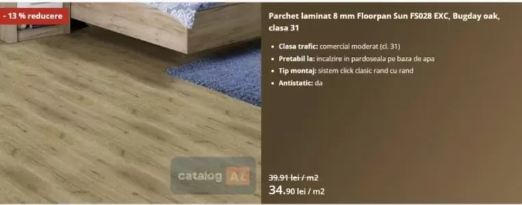 Parchet laminat 8 mm Floorpan Sun FS428 EXC, Bugley oak, clasa 31