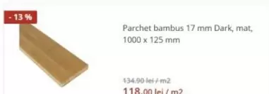 Parchet bambus 17 mm Dark, mat, 1000 x 125 mm