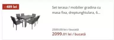 Set terasa / mobilier gradina cu masa fixa, dreptunghiulara, 6...
