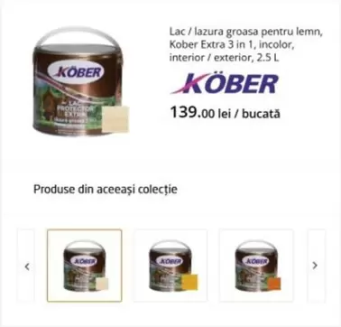 Lac / lazura groasa pentru lemn, Kober Extra 3 in 1, incolor, interior / exterior, 2.5 L