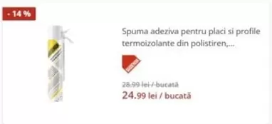 Spuma adeziva pentru placi si profile termoizolante din polistiren