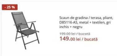 Scaun de gradina / terasa, pliant, D85116-AS