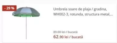 Umbrela soare de plaja / gradina, WH002-3, rotunda, structura metal