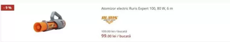 Aspirator electric Ruris Expert 100, 80 W, 6 m