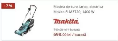Electrica - Masina de tuns iarba, electrica ELM3720, 1400 W