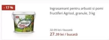 Ingrasamant pentru arbusti si pomi fructiferi Agrisol, granule, 3 kg