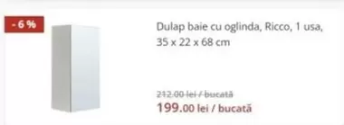 Dulap baie cu oglinda, Ricco, 1 usa
