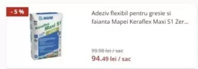 Adeziv flexibil pentru gresie si faianta Keraflex Maxi S1 Zer