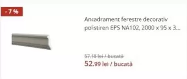 Ancadrament ferestre decorativ polistiren EPS NA102, 2000 x 95 x 3...
