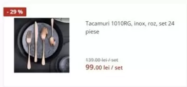 Tacamuri 1010RG, inox, roz, set 24 piese