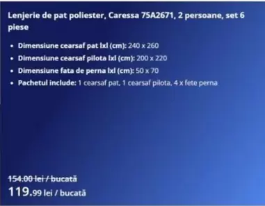 Caressa 75A2671, 2 persoane, set 6 piese