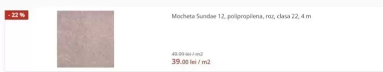 Mocheta Suhilje 12, polipropilena, roz, clasa 22, 4 m