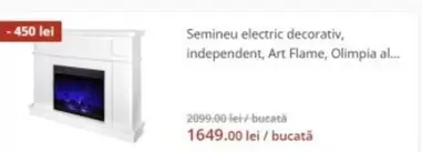 Semineu electric decorativ, independent, Art Flame, Olimpia al...