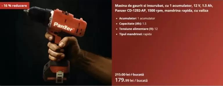 Masina de gaurit si insurubat CD-1292-AP, 1500 rpm