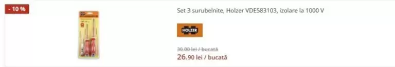 Set 3 surubelnite, izolator VDE/GS/TUV, izolare la 1000 V