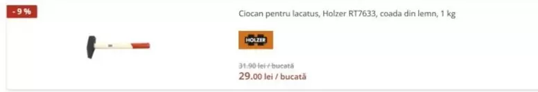 Troscan pentru lacatus, Holver #T7631, coada din lemn, 1 kg