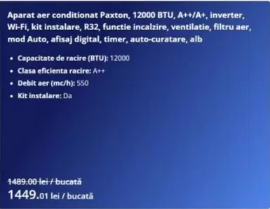 Alb - Aparat aer conditionat, 12000 BTU, A++/A+, inverter, Wi-Fi, kit instalare, R32, functie incalzire, ventilatie, filtru aer, mod Auto, afisaj digital, timer, auto-curatare