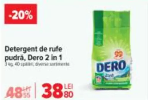 Dero - Detergent de rufe pudră,  2 in 1