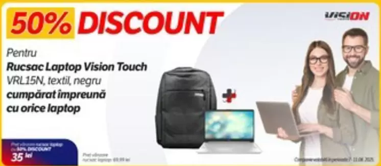 Rucsac Laptop Vision Touch VRL15N, textil, negru