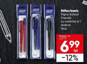 Stilou basic Pigna School Friendly cu corector și 1 rezerva