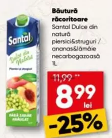 Santal - Dulce din natură piersici&struguri/ ananas&lămâie necarbogazoasă