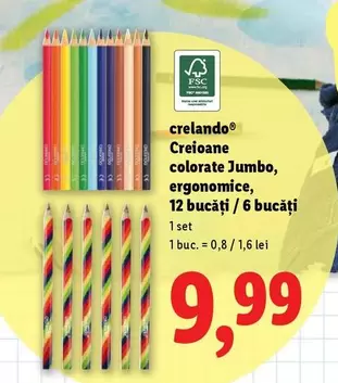 Creioane colorate Jumbo, ergonomice, 12 bucăți / 6 bucăți