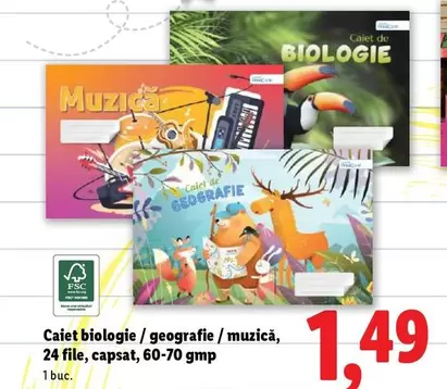 Caiet biologie / geografie/muzică