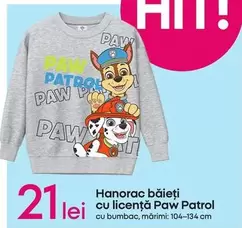 Hanorac băieţi cu licenţă Paw Patrol
