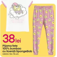 Pijama fete 100% bumbac cu licenţă SpongeBob