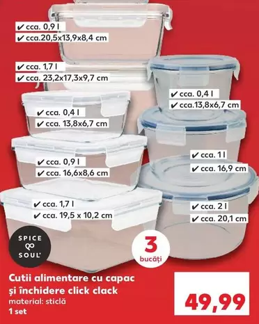 Cutii alimentare cu capac şi închidere click clack