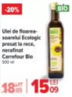 Ulei de floarea-soarelui Ecologic presat la rece, nerafinat
