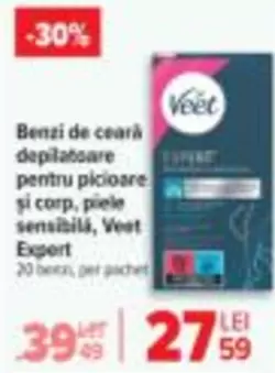 Benzi de ceară depilatoare pentru picioare și corp, piele sensibilă, Expert