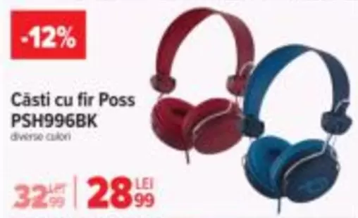 Căști cu fir Poss PSH996BK