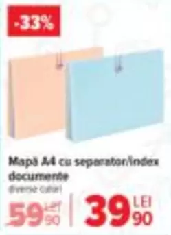 Mapă A4 cu separator/index documente