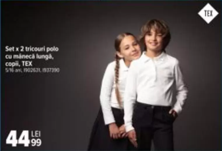 Set x 2 tricouri polo cu mânecă lungă, copii