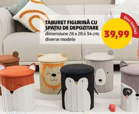 TABURET FIGURINĂ CU SPAŢIU DE DEPOZITARE