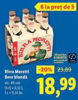 Birra Moretti - Bere blondá