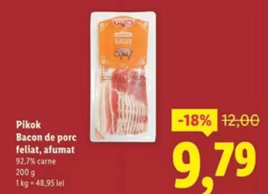 Bacon de porc feliat, afumat
