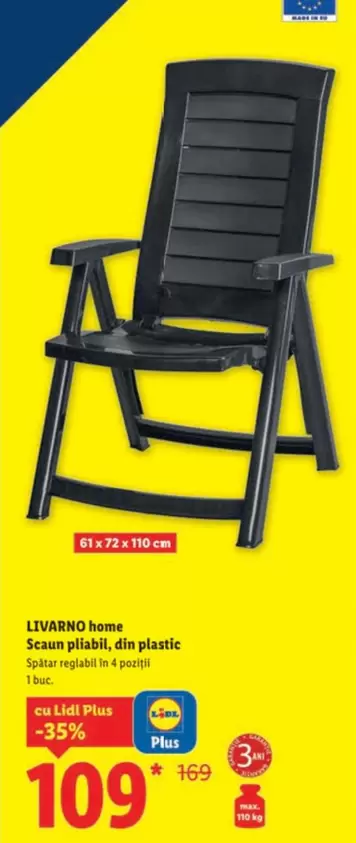 Scaun pliabil, din plastic
