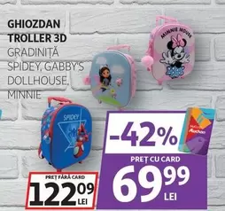 GHIOZDAN TROLLER 3D GRADINIŢĂ SPIDEY, GABBY'S DOLLHOUSE, MINNIE