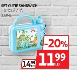 SET CUTIE SANDWICH + STICLĂ APĂ