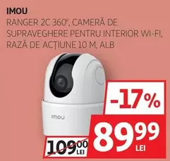 Ranger - RANGER 2C 360°, CAMERĂ DE SUPRAVEGHERE PENTRU INTERIOR WI-FI, RAZĂ DE ACŢIUNE 10 M, ALB