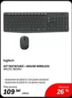 Logitech - KIT TASTAURA + MOUSE WIRELESS MK235 NEGRU
