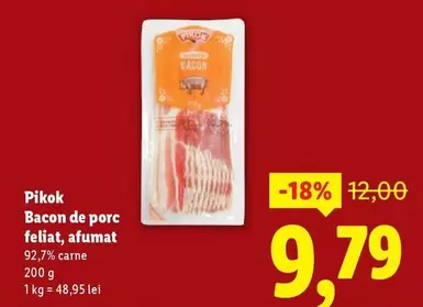 Bacon de porc feliat, afumat
