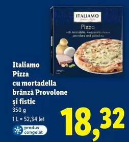 Pizza cu mortadella brânză Provolone și fistic