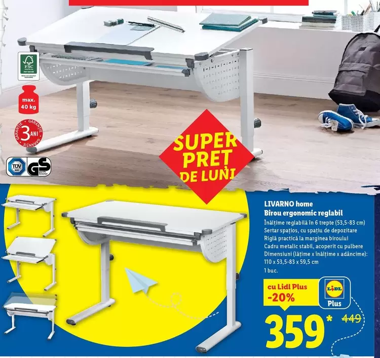 Birou ergonomic reglabil