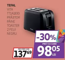Tefal - VITA TT1A1830 PRĂJITOR PÂINE TOASTER 2 FELII NEGRU