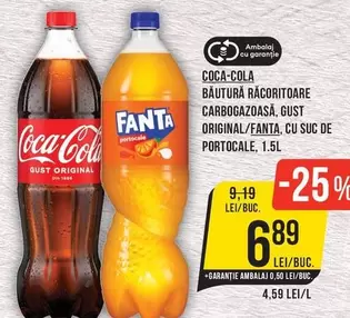 Coca Cola - BAUTURĂ RACORITOARE CARBOGAZOASĂ, GUST ORIGINAL/FANTA, CU SUC DE PORTOCALE