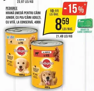HRANA UMEDĂ PENTRU CÂINI JUNIOR, CU PUI/CÂINI ADULŢI, CU VITĂ, LA CONSERVĂ