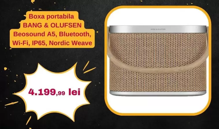 Beosound A5, Bluetooth, Wi-Fi, IP65, Nordic Weave